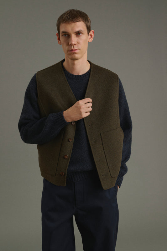 Jacket Romain - Heathered Khaki - Double-Faced - Men
