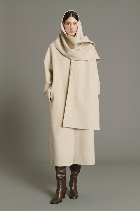 Finn coat - Ecru/Grey - Wool - Women