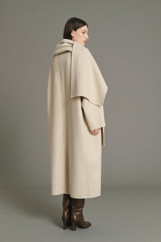 Finn coat - Ecru/Grey - Wool - Women