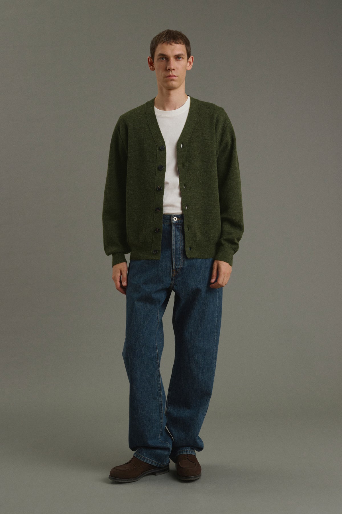 Cardigan Romeo - Dark Khaki - Wool - Men vue 6