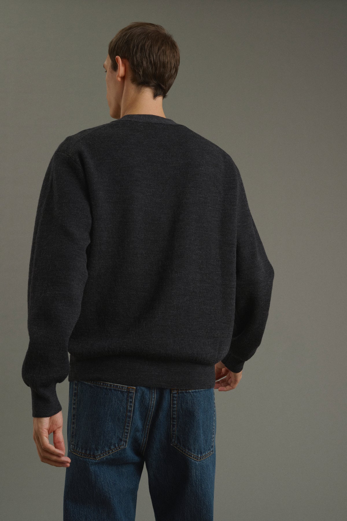 Cardigan Romeo - Charcoal Grey - Wool - Men vue 3