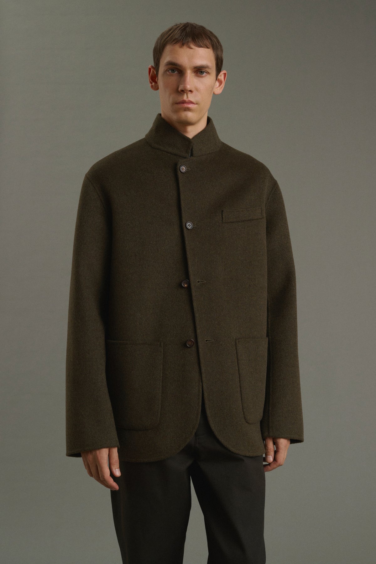 Eole jacket - Heathered Khaki - Double-Faced Fabric - Men vue 3