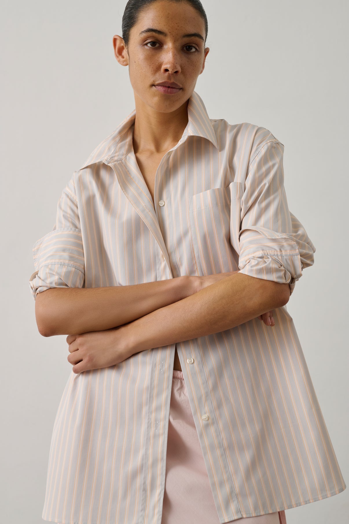 Shirt Carlotta - Orange/Grey - Cotton - Women vue 1