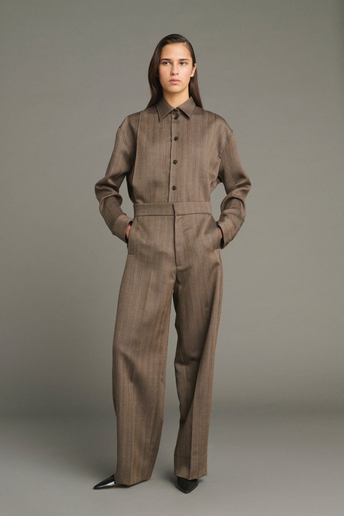 Shirt Lisbonne - Brown/Mauve - Wool - Women