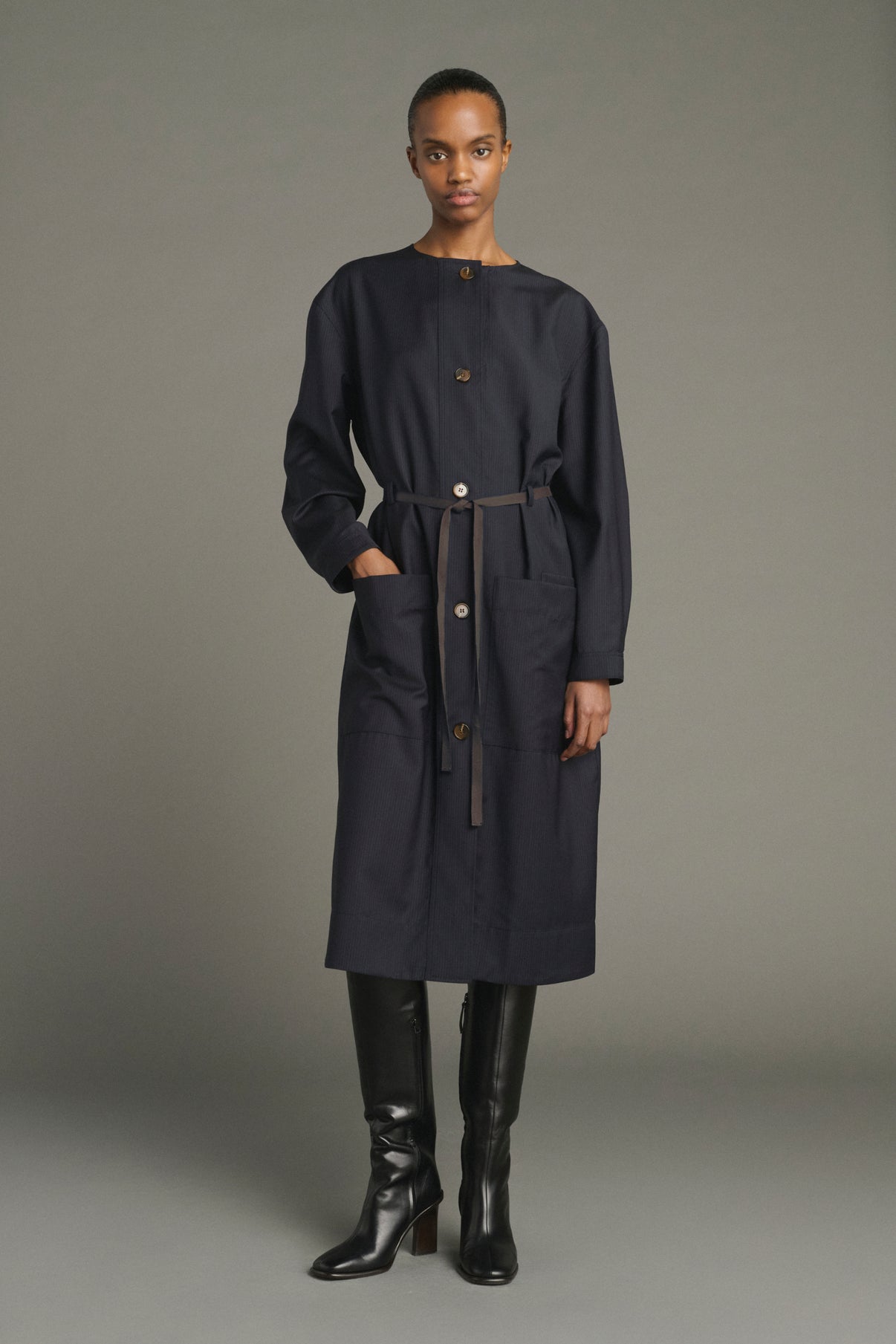 Helie Dress - Blue/Navy - Wool - Women vue 1