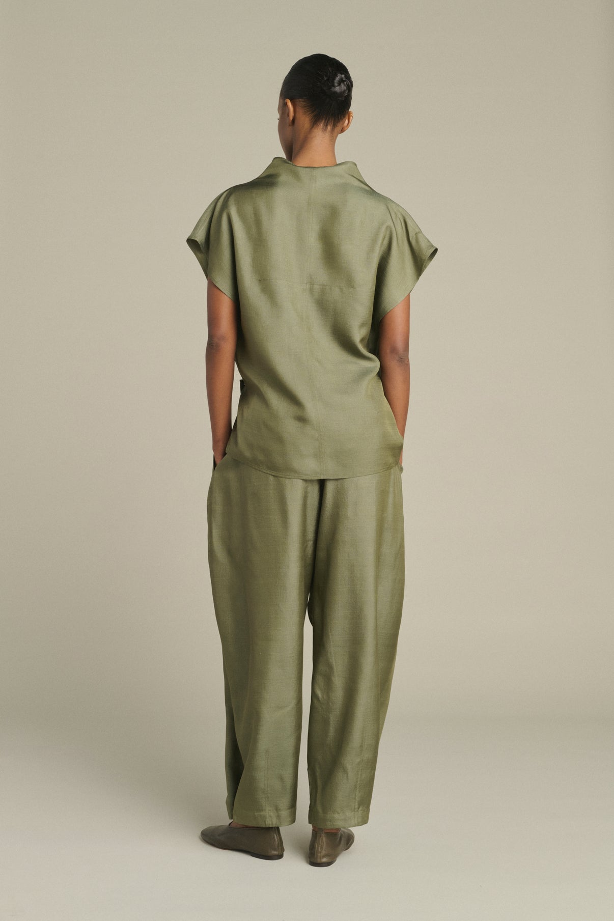 Kora blouse - Sage Green - Silk - Women vue 4