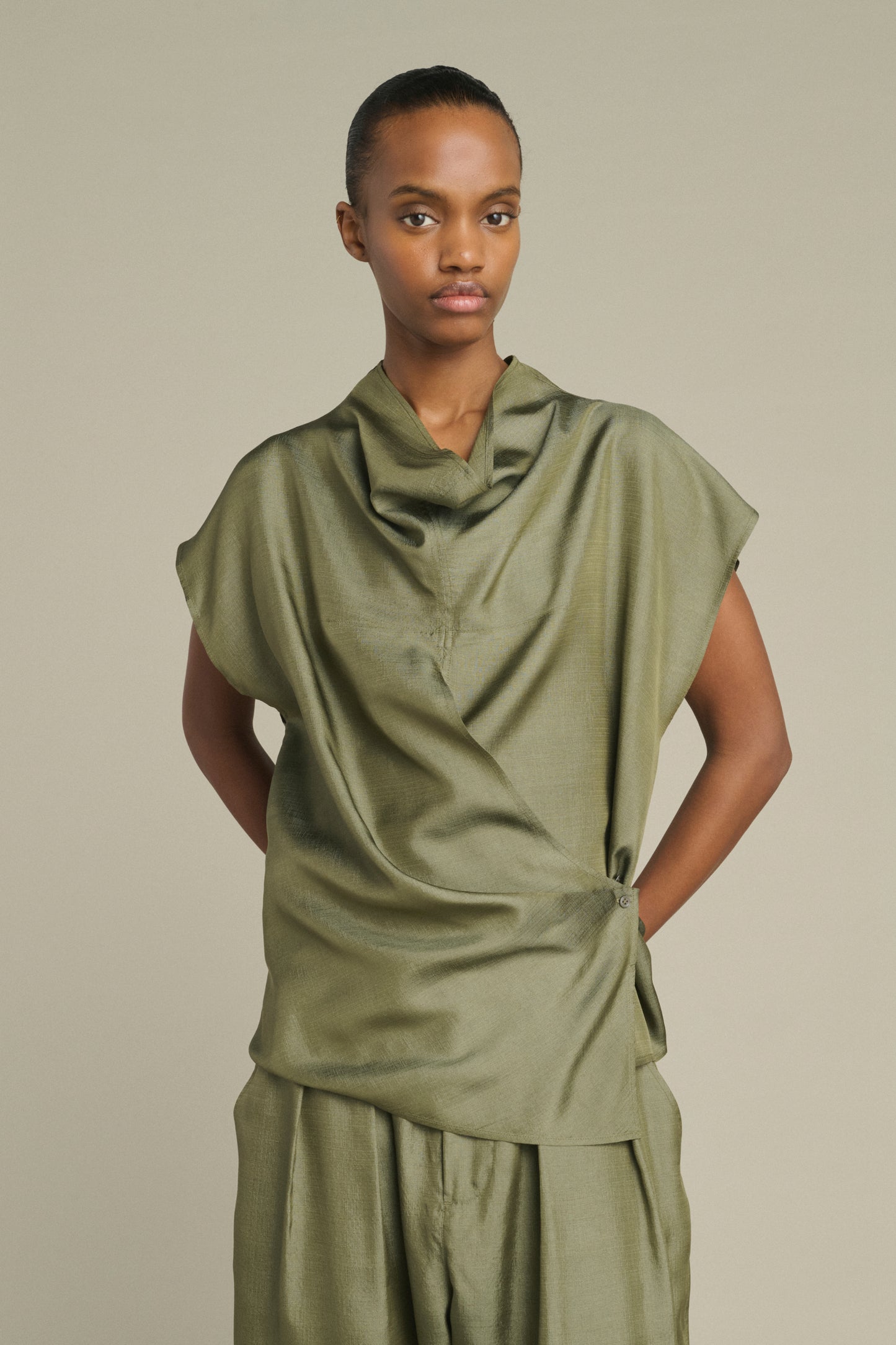 Kora blouse - Sage Green - Silk - Women