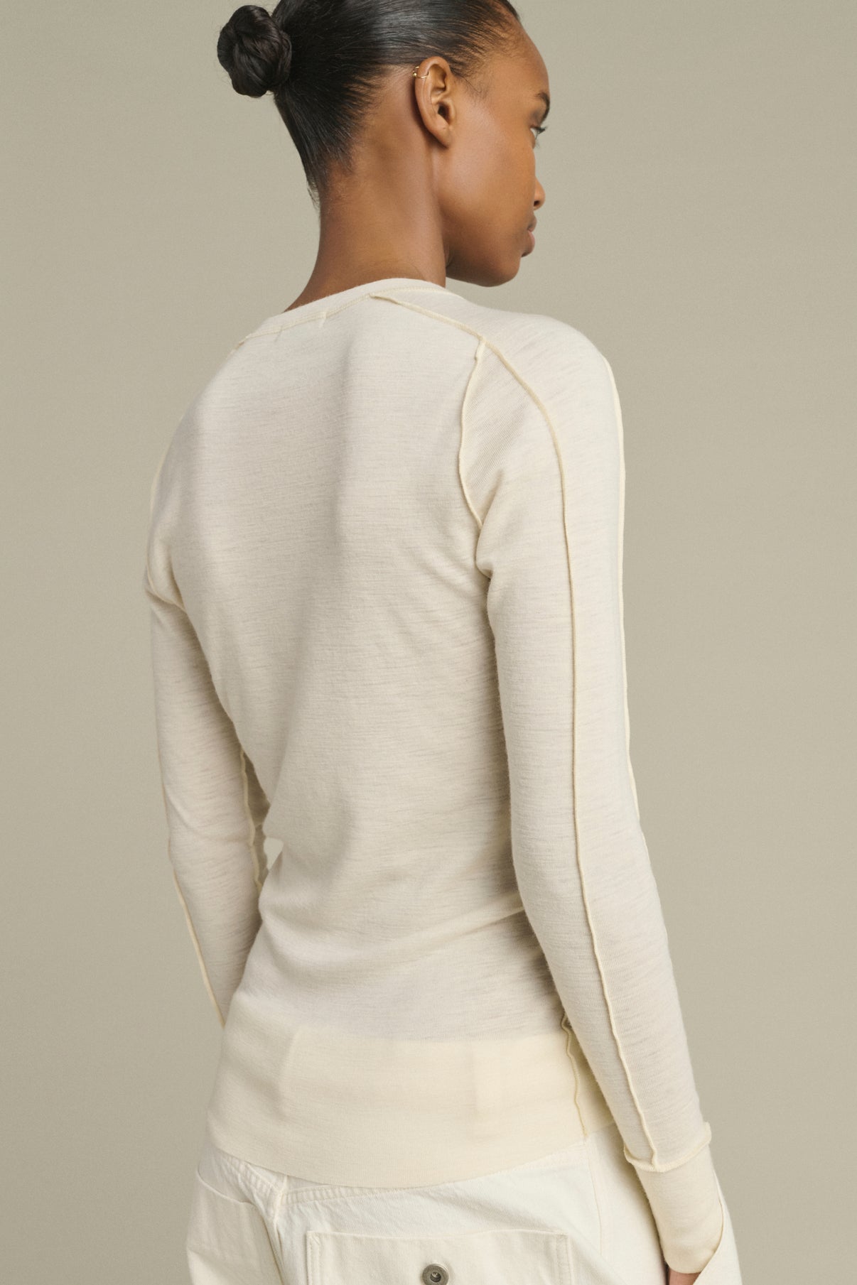 Laos T-Shirt - Ecru - Wool - Women vue 4