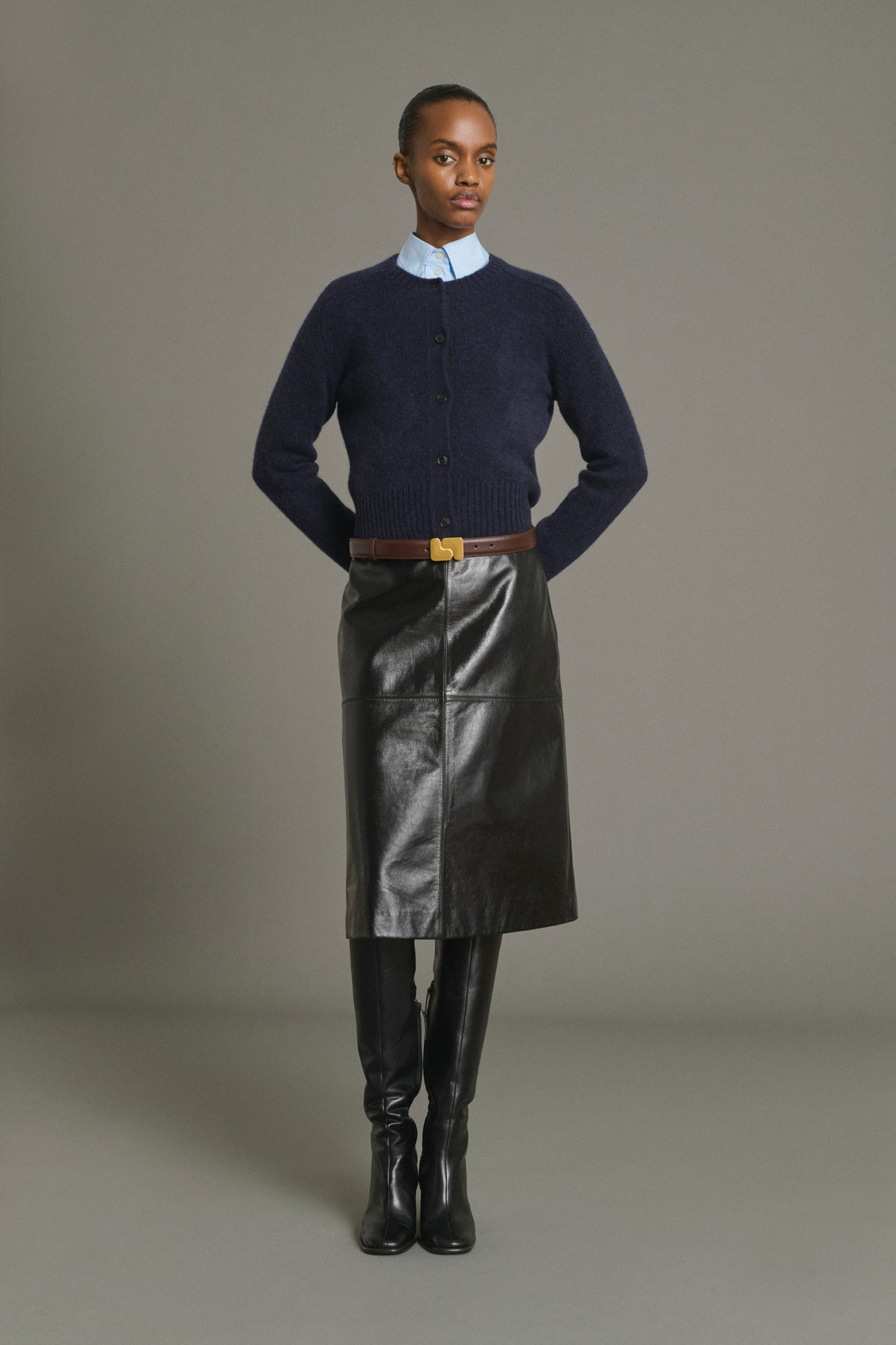 Cardigan Lyne - Navy - Wool - Women