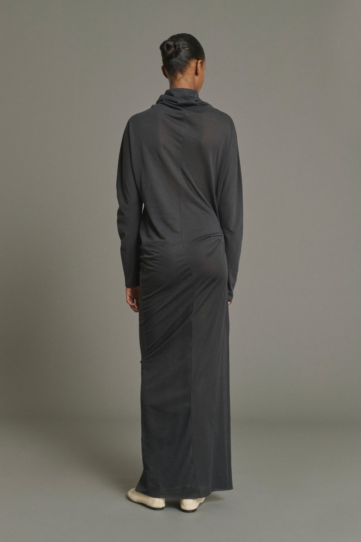 Lola Dress - Anthracite Grey - Cotton - Women vue 3
