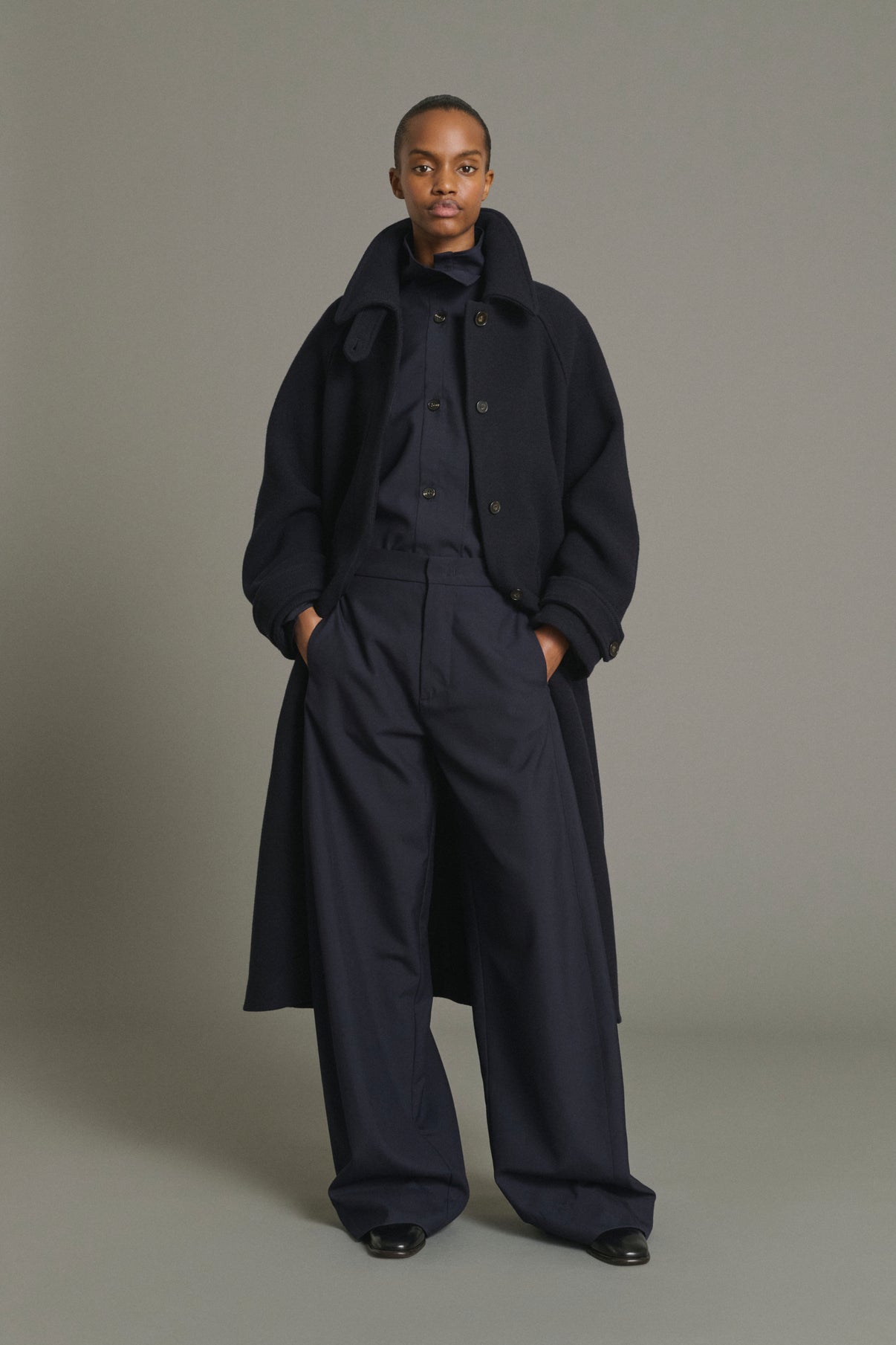 Berlin coat - Navy - Wool - Women vue 4
