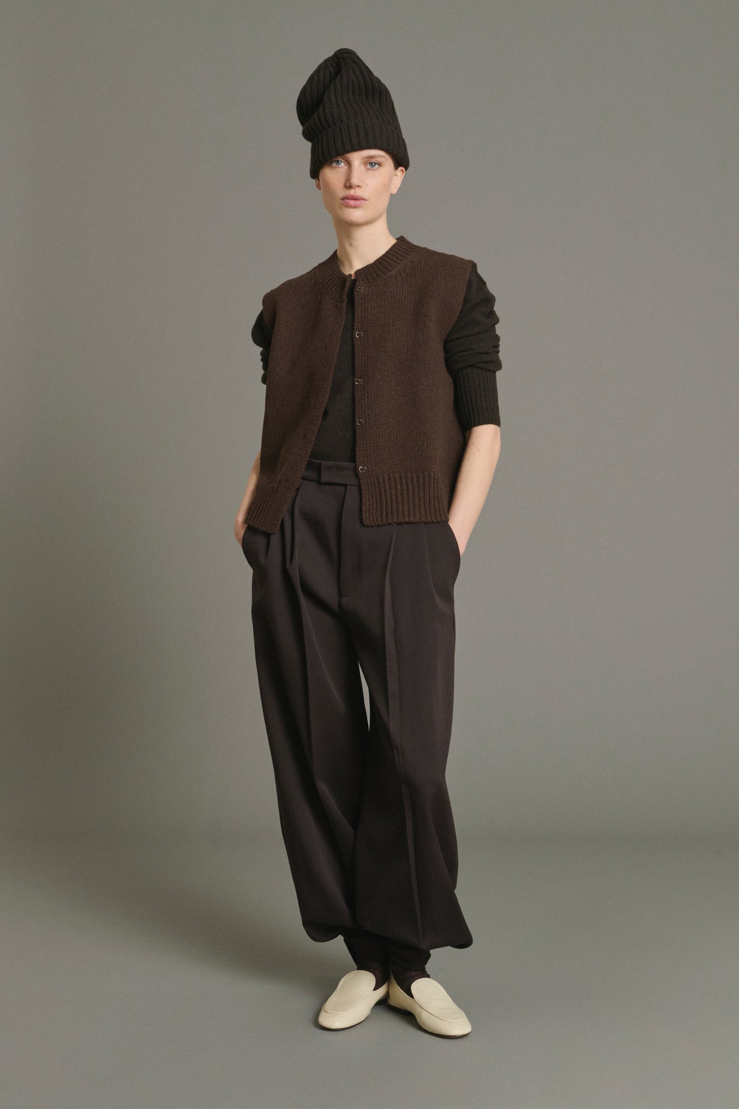 Cardigan Kalyanee - Chocolate - Wool - Women
