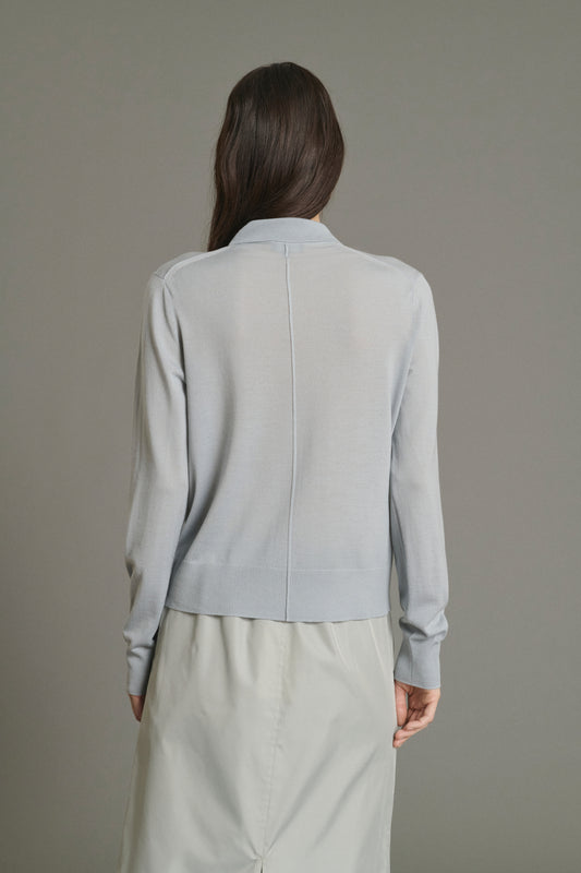 Hailey Cardigan - Pale Blue - Merino Wool - Women