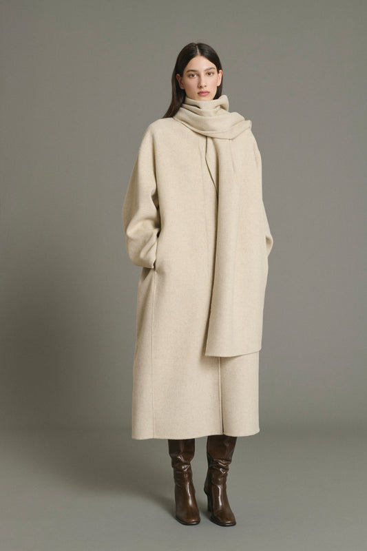 Finn coat - Ecru/Grey - Wool - Women