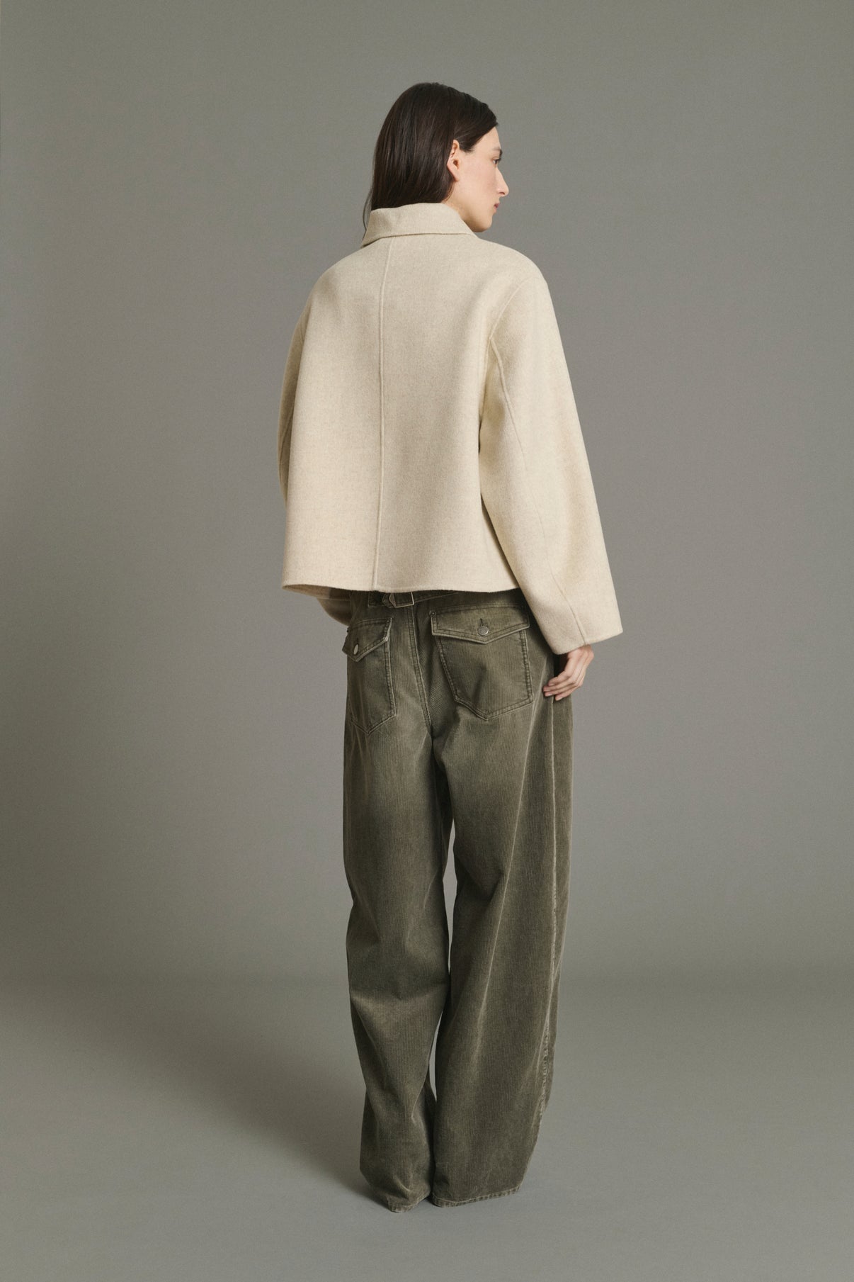 Coat Gyoda - Ecru/Grey - Wool - Women vue 2