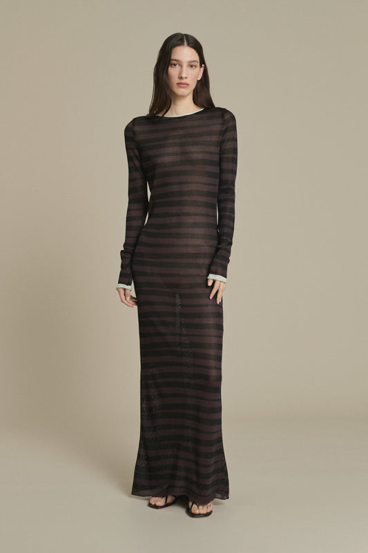 Robe Momo longue rayée chocolat et noir Soeur & TL180 - Soeur