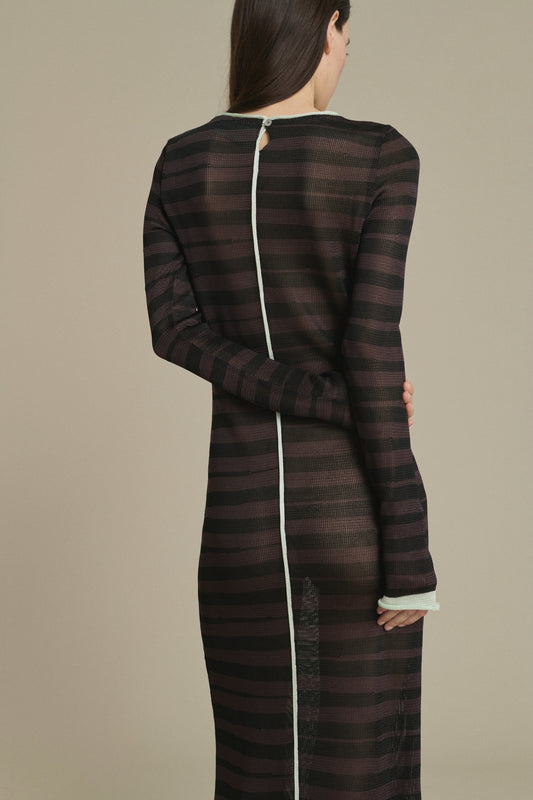 Robe Momo longue rayée chocolat et noir Soeur & TL180 - Soeur