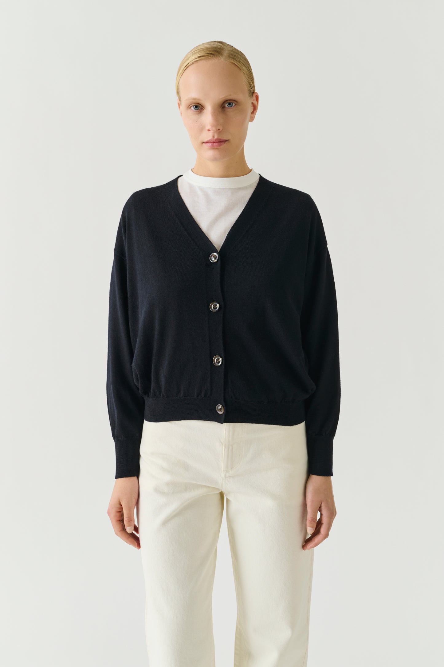 Cardigan Idem - Black - Merino Wool - Women