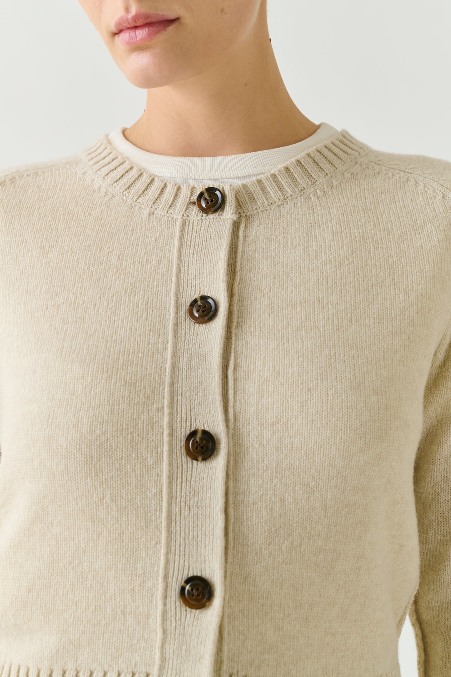Virginia Cardigan - Écru Chiné - Merino Wool - Women